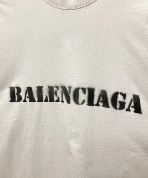 BALENCIAGA（バレンシアガ）BALENCIAGA (バレンシアガ) ステンシルタイプ ダメージ加工半袖Tシャツ ライトグレー サイズ:Sの古着・服飾アイテム