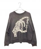 SAINT MICHAELセントマイケル）の古着「24AWBONE SAINT CREW SWT/クルーネックスウェット」｜ブラック