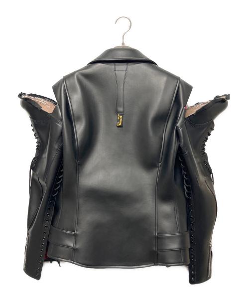 JUNYA WATANABE COMME des GARCONS（(ジュンヤワタナベ コムデギャルソン）JUNYA WATANABE COMME des GARCONS ((ジュンヤワタナベ コムデギャルソン) ブーツドッキングライダースジャケット ブラック サイズ:Ｍの古着・服飾アイテム