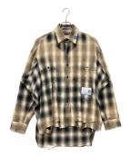 MIHARA YASUHIROミハラヤスヒロ）の古着「Vintage-Like Check Shirts」｜ベージュ×ブラウン
