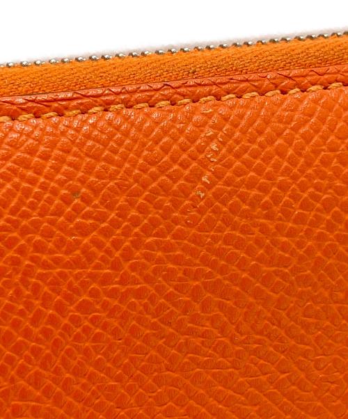 HERMES（エルメス）HERMES (エルメス) エルメス アザップロングシルクイン エバーカラー ラウンドジップウォレット ブラウン シルバー金具 オレンジの古着・服飾アイテム