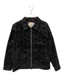EVISU（エヴィス）の古着「オールオーバースキャッタードッフロッキングスカルジャケット」｜ブラック