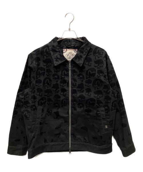 EVISU（エヴィス）EVISU (エヴィス) オールオーバースキャッタードッフロッキングスカルジャケット ブラック サイズ:XLの古着・服飾アイテム