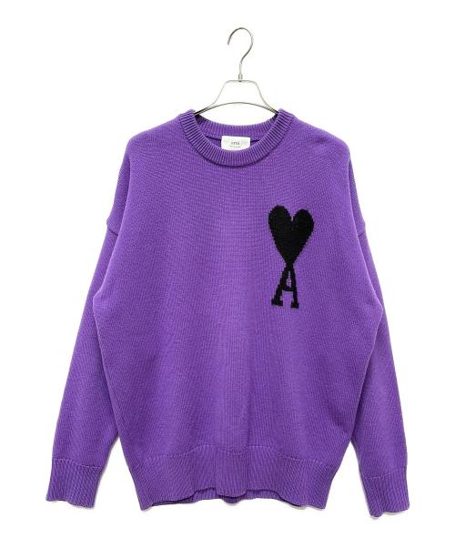 AMI PARIS（アミ パリス）AMI PARIS (アミ パリス) ロゴニット パープル サイズ:Lの古着・服飾アイテム