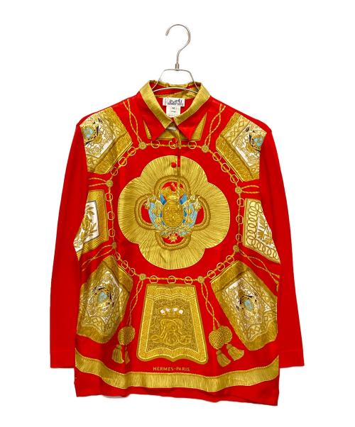 HERMES（エルメス）HERMES (エルメス) スカーフ切替ニット レッド サイズ:Mの古着・服飾アイテム