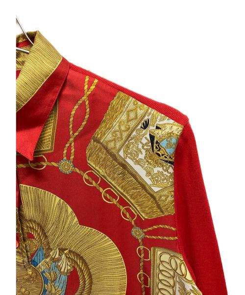 HERMES（エルメス）HERMES (エルメス) スカーフ切替ニット レッド サイズ:Mの古着・服飾アイテム