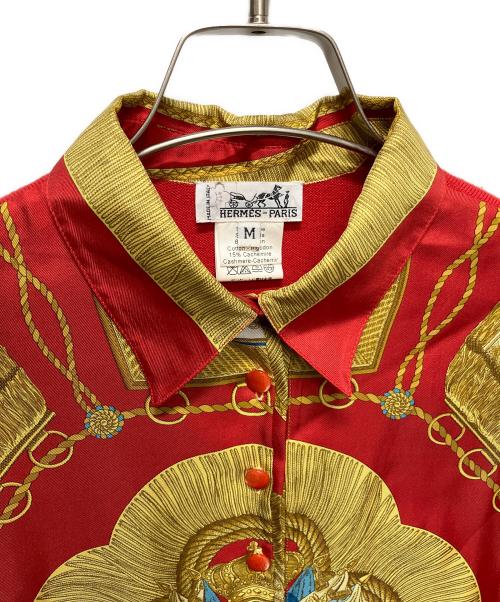 HERMES（エルメス）HERMES (エルメス) スカーフ切替ニット レッド サイズ:Mの古着・服飾アイテム