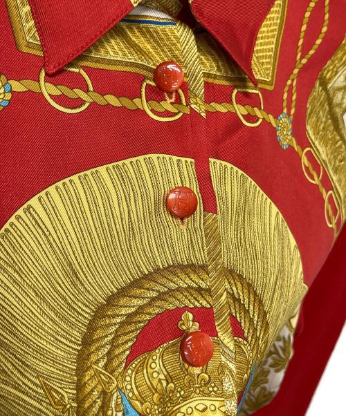 HERMES（エルメス）HERMES (エルメス) スカーフ切替ニット レッド サイズ:Mの古着・服飾アイテム