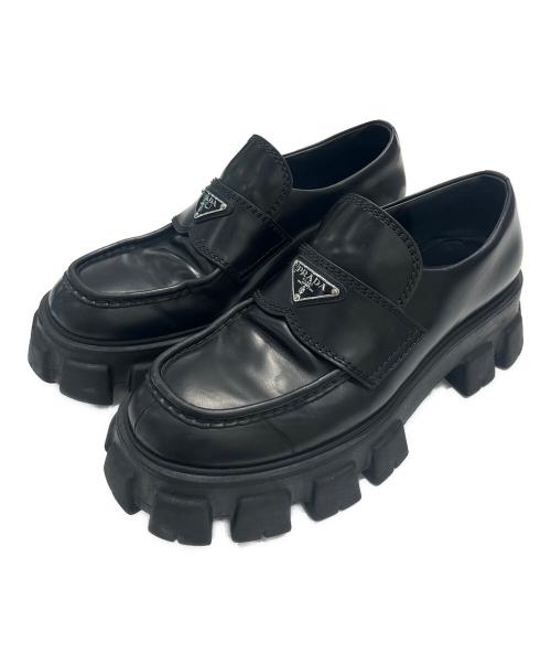 PRADA（プラダ）PRADA (プラダ) モノリスレザーローファー 2DE129 ブラック サイズ:9の古着・服飾アイテム