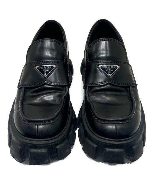 PRADA（プラダ）PRADA (プラダ) モノリスレザーローファー 2DE129 ブラック サイズ:9の古着・服飾アイテム