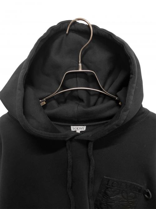 LOEWE（ロエベ）LOEWE (ロエベ) アナグラムレザーポケットパーカー ブラック サイズ:XLの古着・服飾アイテム