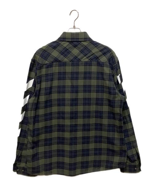 OFFWHITE（オフホワイト）OFFWHITE (オフホワイト) Diagonal Check Flannel Shirt/ダイアゴナルチェック フランネルシャツ オリーブ×ネイビー サイズ:XLの古着・服飾アイテム