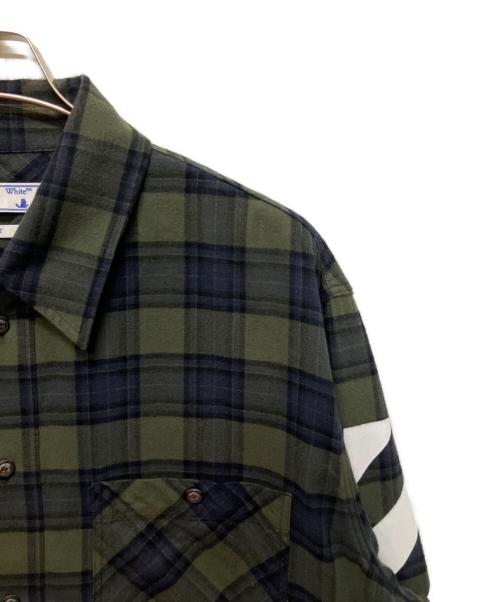 OFFWHITE（オフホワイト）OFFWHITE (オフホワイト) Diagonal Check Flannel Shirt/ダイアゴナルチェック フランネルシャツ オリーブ×ネイビー サイズ:XLの古着・服飾アイテム