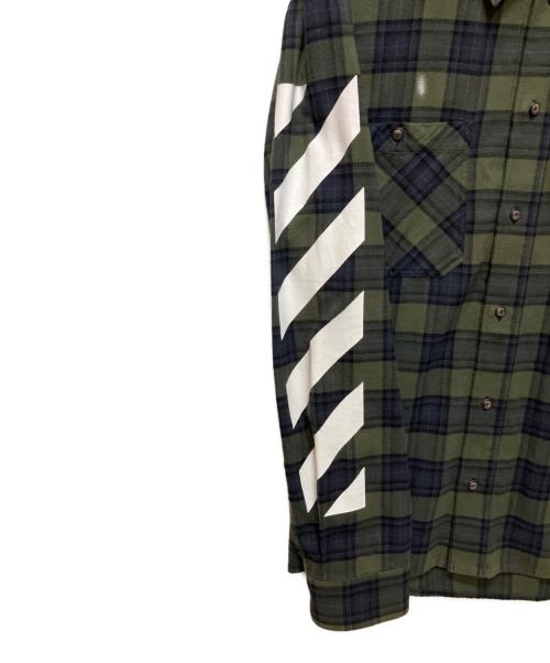 OFFWHITE（オフホワイト）OFFWHITE (オフホワイト) Diagonal Check Flannel Shirt/ダイアゴナルチェック フランネルシャツ オリーブ×ネイビー サイズ:XLの古着・服飾アイテム