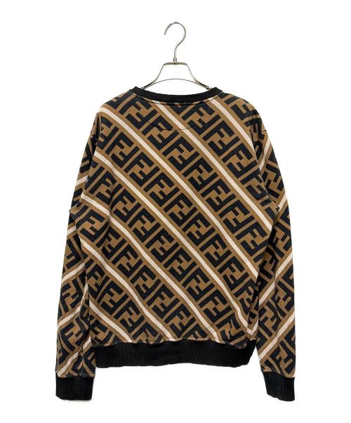FENDI（フェンディ）FENDI (フェンディ) FFロゴスウェットトレーナー ブラック×ブラウン サイズ:Lの古着・服飾アイテム