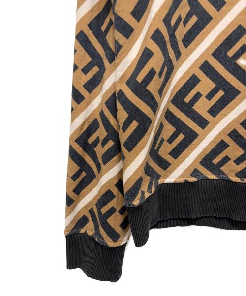 FENDI（フェンディ）FENDI (フェンディ) FFロゴスウェットトレーナー ブラック×ブラウン サイズ:Lの古着・服飾アイテム