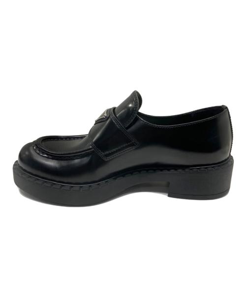 PRADA（プラダ）PRADA (プラダ) チョコレート ブラッシュドレザー ローファー ブラック サイズ:37の古着・服飾アイテム