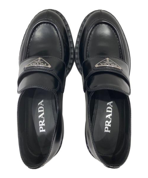 PRADA（プラダ）PRADA (プラダ) チョコレート ブラッシュドレザー ローファー ブラック サイズ:37の古着・服飾アイテム