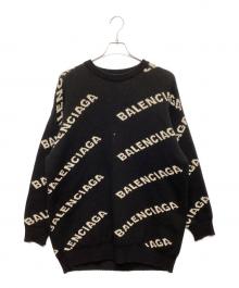 BALENCIAGA（バレンシアガ）の古着「ALL OVER LOGO JACQUARED KNIT」｜ブラック
