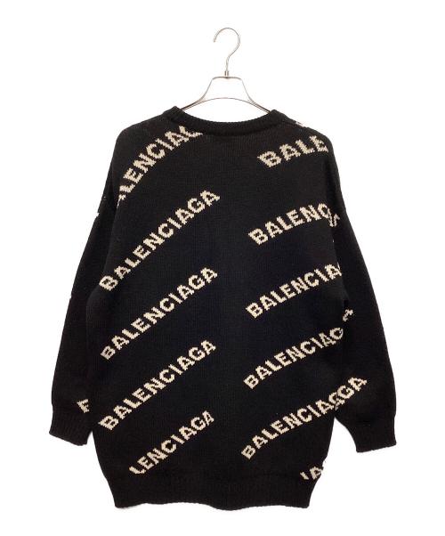 BALENCIAGA（バレンシアガ）BALENCIAGA (バレンシアガ) ALL OVER LOGO JACQUARED KNIT ブラック サイズ:Mの古着・服飾アイテム