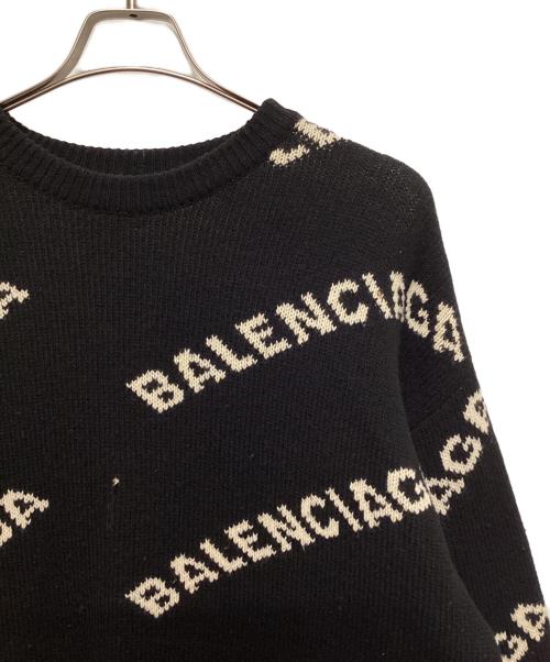 BALENCIAGA（バレンシアガ）BALENCIAGA (バレンシアガ) ALL OVER LOGO JACQUARED KNIT ブラック サイズ:Mの古着・服飾アイテム