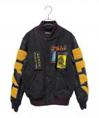 DIESELディーゼル）の古着「レザー切替スタジャン」｜ブラック