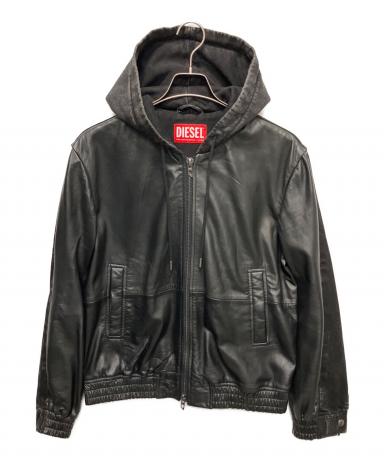 中古・古着通販】DIESEL (ディーゼル) レザー切替フーデッドジャケット
