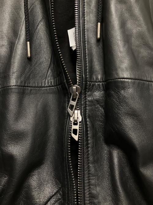 DIESEL（ディーゼル）DIESEL (ディーゼル) レザー切替フーデッドジャケット ブラック サイズ:46の古着・服飾アイテム