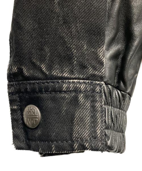 DIESEL（ディーゼル）DIESEL (ディーゼル) レザー切替フーデッドジャケット ブラック サイズ:46の古着・服飾アイテム