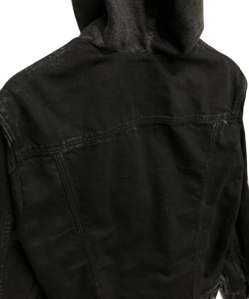 DIESEL（ディーゼル）DIESEL (ディーゼル) レザー切替フーデッドジャケット ブラック サイズ:46の古着・服飾アイテム