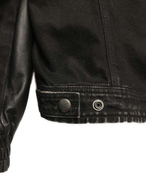 DIESEL（ディーゼル）DIESEL (ディーゼル) レザー切替フーデッドジャケット ブラック サイズ:46の古着・服飾アイテム