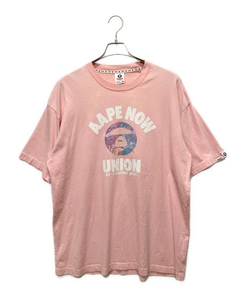 A BATHING APE（アベイシングエイプ）A BATHING APE (アベイシングエイプ) APE NOW UNION Tシャツ ピンク サイズ:XLの古着・服飾アイテム