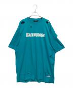 BALENCIAGAバレンシアガ）の古着「デイトロイ加工ロゴプリントTシャツ」｜スカイブルー