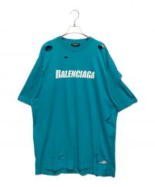 BALENCIAGA（バレンシアガ）の古着「デイトロイ加工ロゴプリントTシャツ」｜スカイブルー