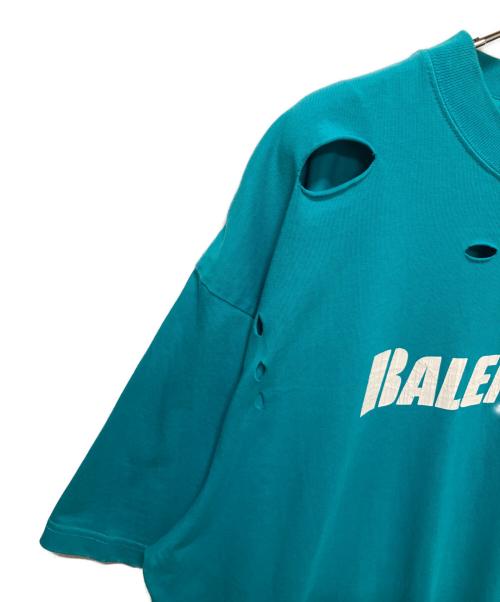 BALENCIAGA（バレンシアガ）BALENCIAGA (バレンシアガ) デイトロイ加工ロゴプリントTシャツ スカイブルー サイズ:Ｓの古着・服飾アイテム