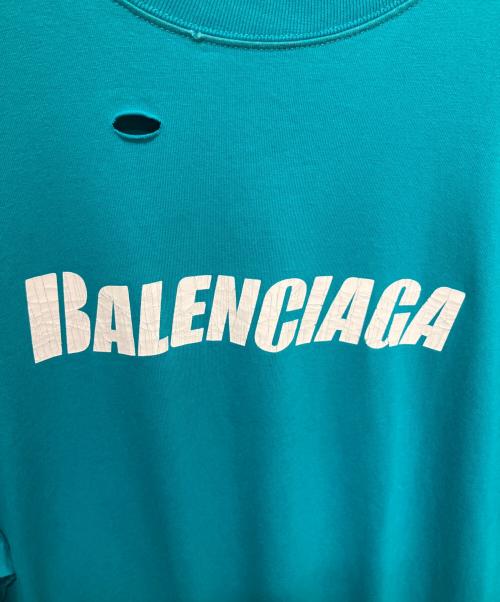 BALENCIAGA（バレンシアガ）BALENCIAGA (バレンシアガ) デイトロイ加工ロゴプリントTシャツ スカイブルー サイズ:Ｓの古着・服飾アイテム