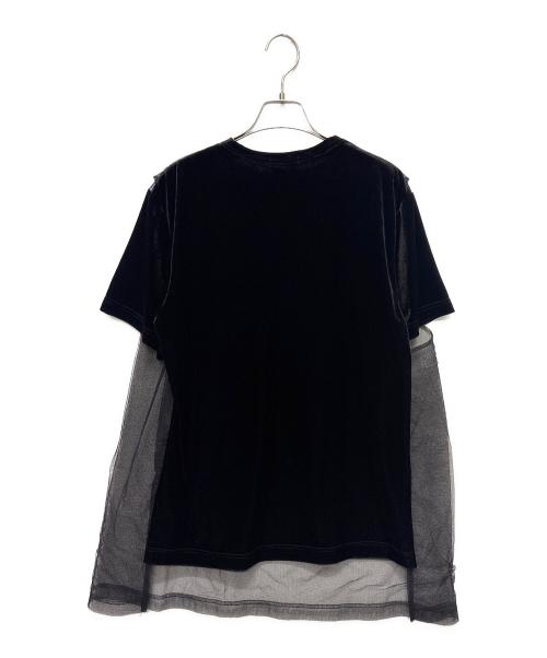 COMME des GARCONS HOMME PLUS（コムデギャルソンオムプリュス）COMME des GARCONS HOMME PLUS (コムデギャルソンオムプリュス) ベロア メッシュ 切替 チュール レイヤード Tシャツ ブラック サイズ:Mの古着・服飾アイテム