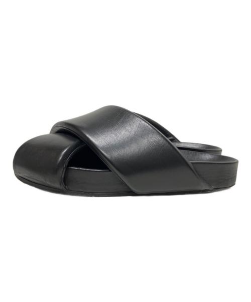 JIL SANDER（ジルサンダー）JIL SANDER (ジルサンダー) Cross-Strap Calf Leather Sandals クロスストラップレザーサンダル/J32WP0001P5810 ブラック サイズ:不明の古着・服飾アイテム