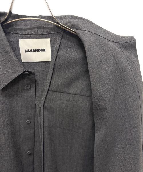 JIL SANDER（ジルサンダー）JIL SANDER (ジルサンダー) ダーツ刺繍長袖シャツ グレー サイズ:44の古着・服飾アイテム