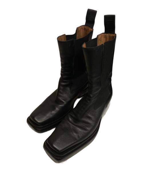 BOTTEGA VENETA（ボッテガベネタ）BOTTEGA VENETA (ボッテガベネタ) スクエアトゥーブーツ ブラック サイズ:43の古着・服飾アイテム