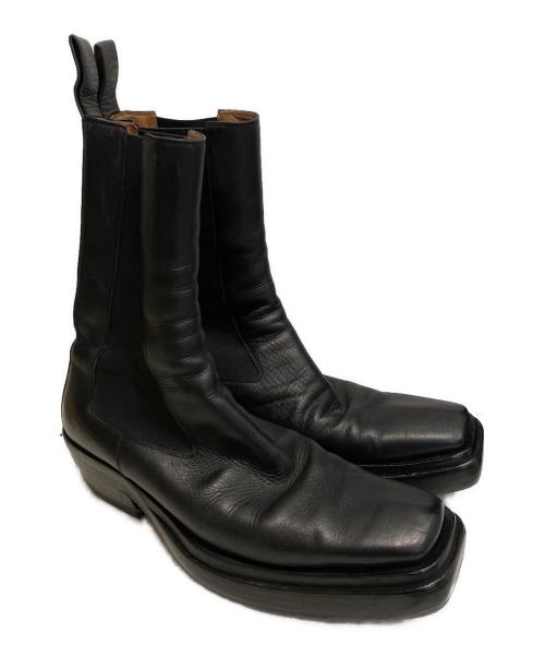 BOTTEGA VENETA（ボッテガベネタ）BOTTEGA VENETA (ボッテガベネタ) スクエアトゥーブーツ ブラック サイズ:43の古着・服飾アイテム