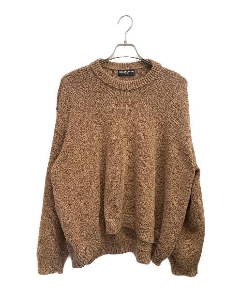 BALENCIAGA（バレンシアガ）BALENCIAGA (バレンシアガ) メランジコットンミックスニット ブラウン サイズ:XLの古着・服飾アイテム