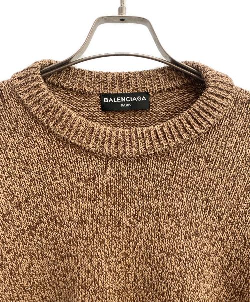 BALENCIAGA（バレンシアガ）BALENCIAGA (バレンシアガ) メランジコットンミックスニット ブラウン サイズ:XLの古着・服飾アイテム