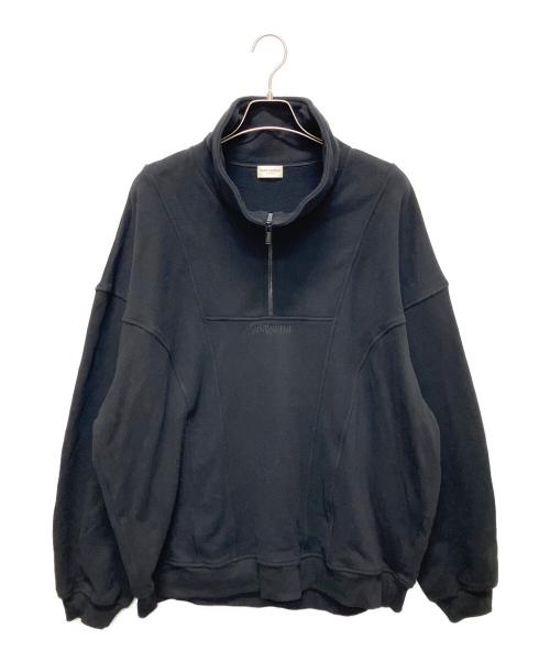 Saint Laurent Paris（サンローランパリ）Saint Laurent Paris (サンローランパリ) ロゴハーフジップスウェット ブラック サイズ:XXLの古着・服飾アイテム