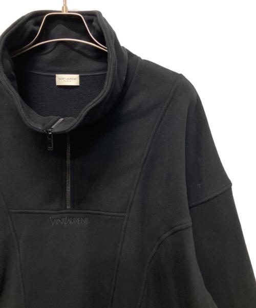 Saint Laurent Paris（サンローランパリ）Saint Laurent Paris (サンローランパリ) ロゴハーフジップスウェット ブラック サイズ:XXLの古着・服飾アイテム