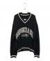 MM6 Maison Margiela（エムエムシックスメゾンマルジェラ）の古着「カレjッジロゴVネックセーター」｜ブラック