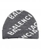 BALENCIAGAバレンシアガ）の古着「総柄ロゴニットキャップ」｜グレー