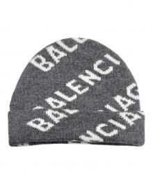 BALENCIAGA（バレンシアガ）の古着「総柄ロゴニットキャップ」｜グレー