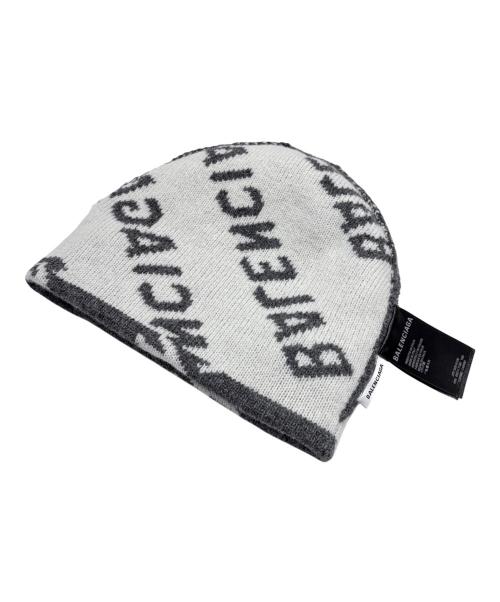 BALENCIAGA（バレンシアガ）BALENCIAGA (バレンシアガ) 総柄ロゴニットキャップ グレーの古着・服飾アイテム