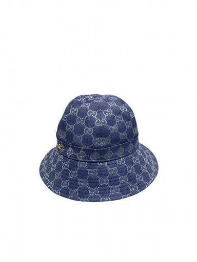 GUCCIグッチ　バケットハットM ホワイト/ネイビー 中古・古着通販】GUCCI (グッチ) バケットハット パープル サイズ:M